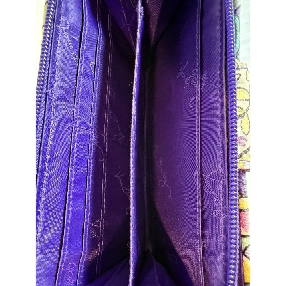 Vera Bradley HEATHER Quilted Wallet Wristlet Turn‎ Lock Purple Green Purse 8”x5”